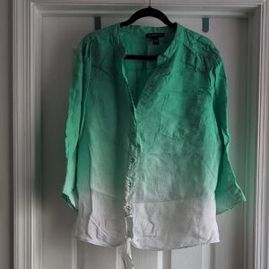 INC International Concepts Vibrant Green Linen Top